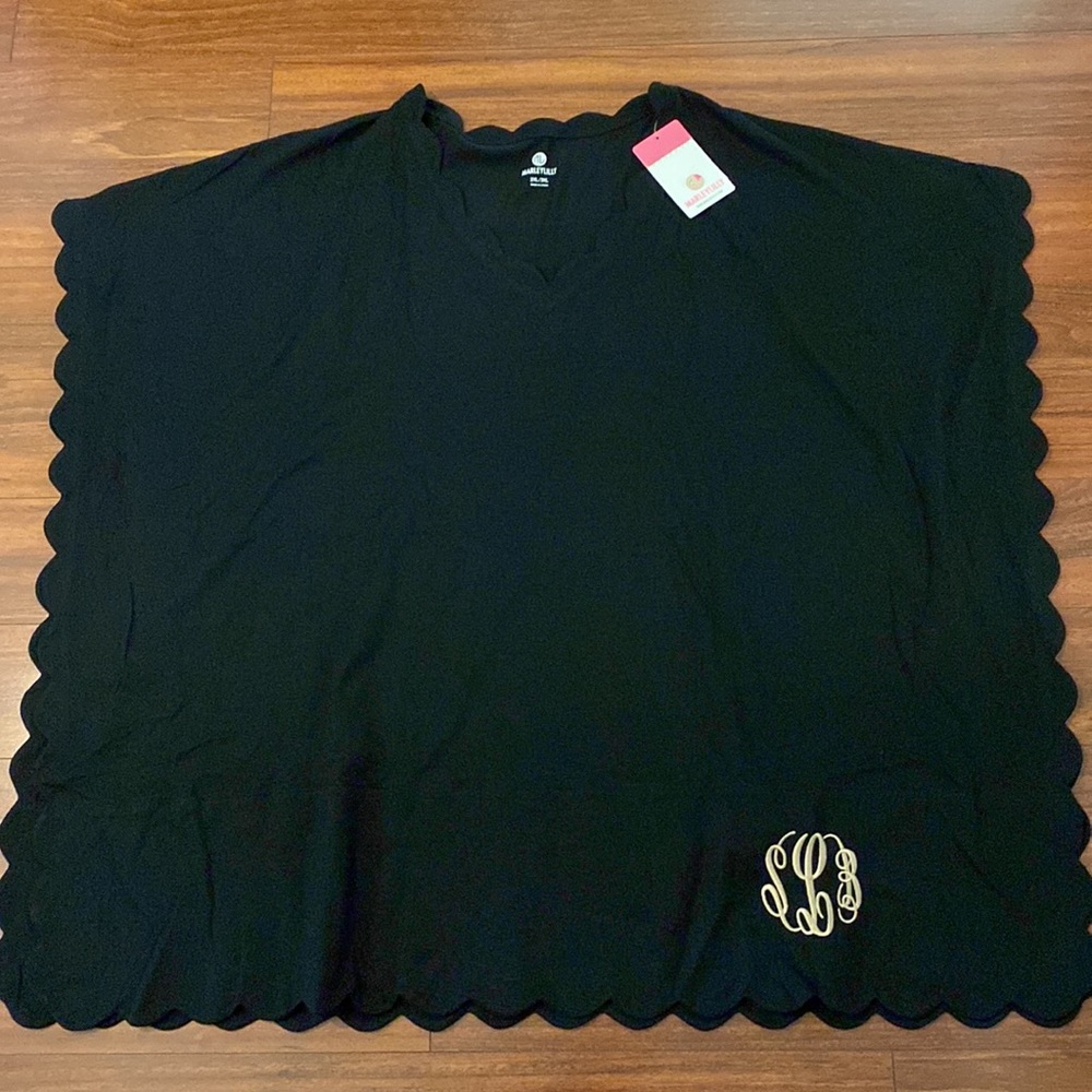 Marleylilly,  women’s bathing suit cover up 3x. Black. Monogrammed.